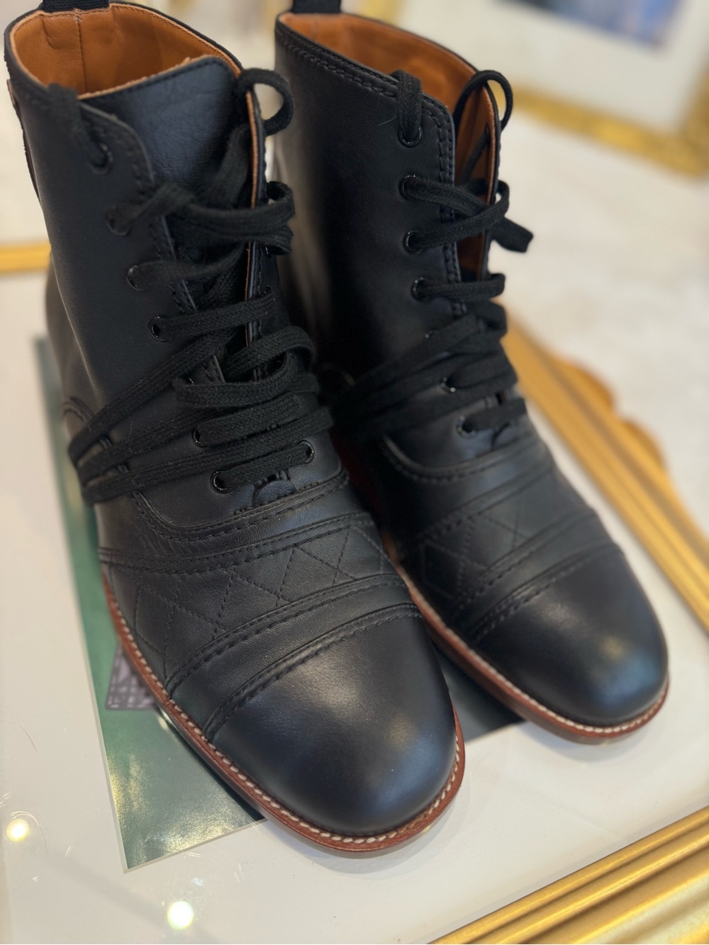 Chanel Classic Black Leather Lace-Up Ankle Boots - Women's - Picture 10 of 11